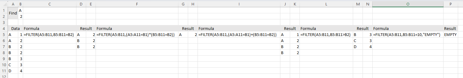 Contoh penggunaan fungsi FILTER pada Microsoft Excel